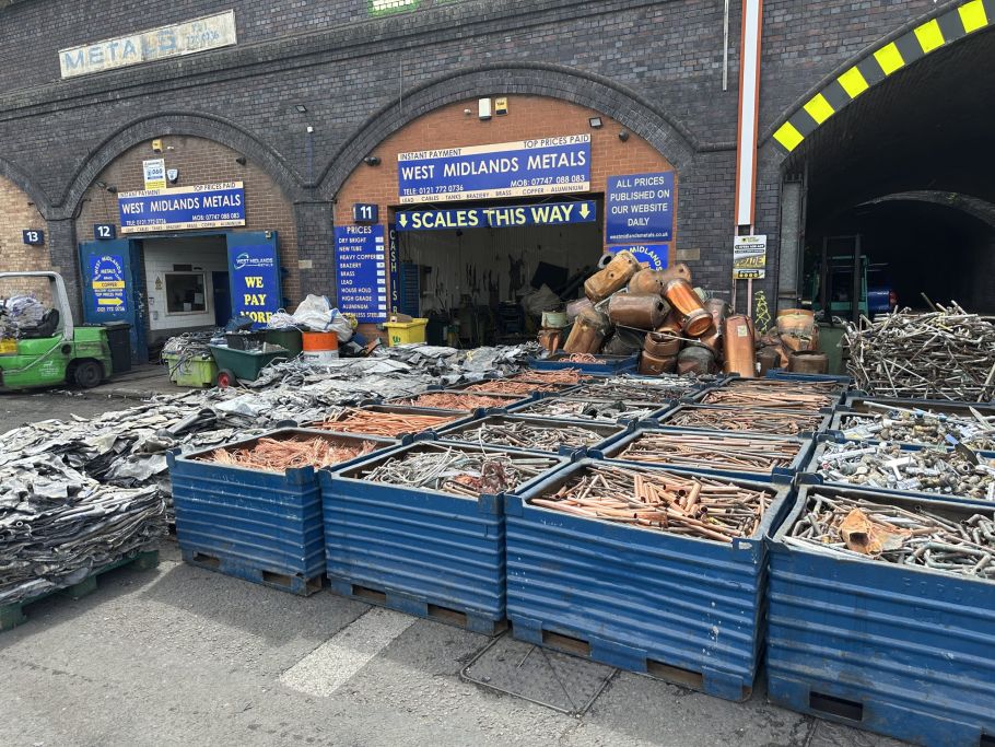 Front of West Midlands Metals. Showing copper, brass and lead